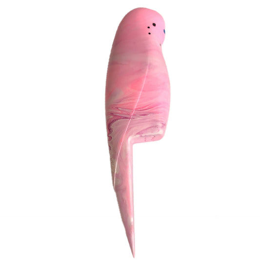 PETE CROMER - RESIN BUDGERIGAR #7 -  Pretty in Pink Swirl