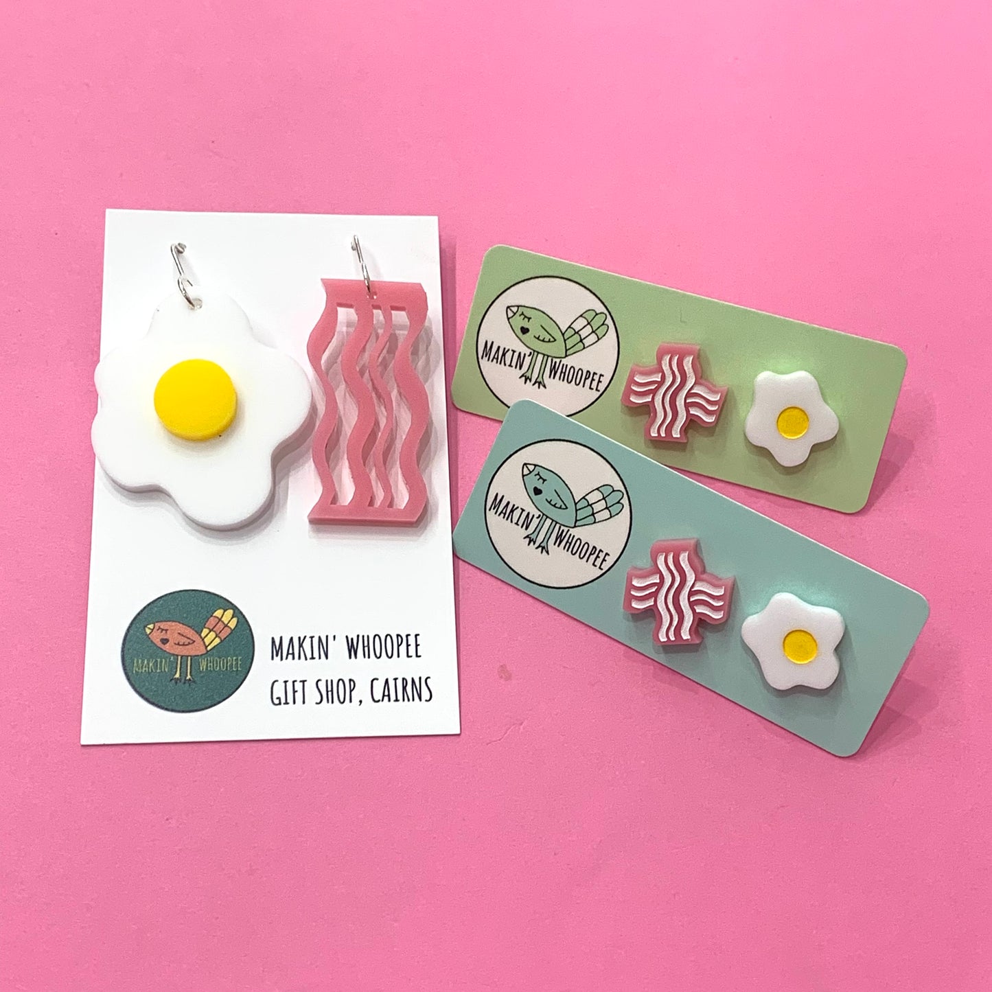 MAKIN' WHOOPEE - Breakfast Club "Bacon & Egg"- Mismatched Foodie Studs