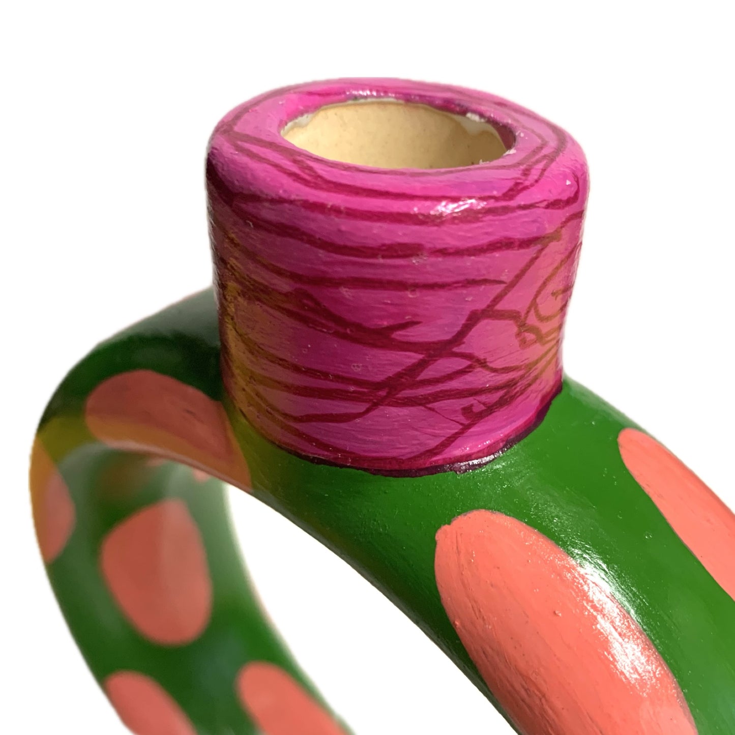 MAKIN' WHOOPEE - Ring Candle Holder- Green, Magenta & Peach Mushie- Candle Included