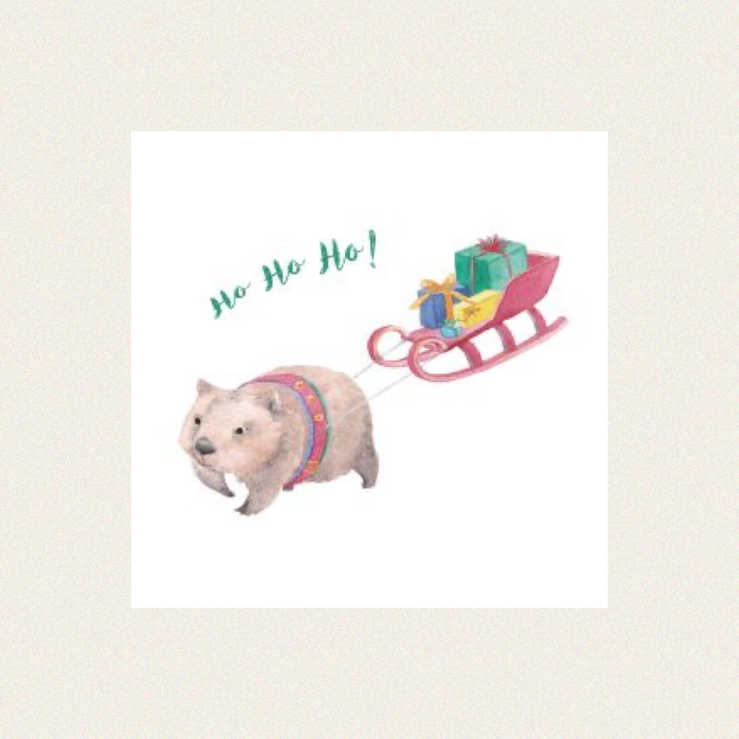 NUOVO - "WOMBAT DELIVERY" SMALL SQUARE CHRISTMAS CARD