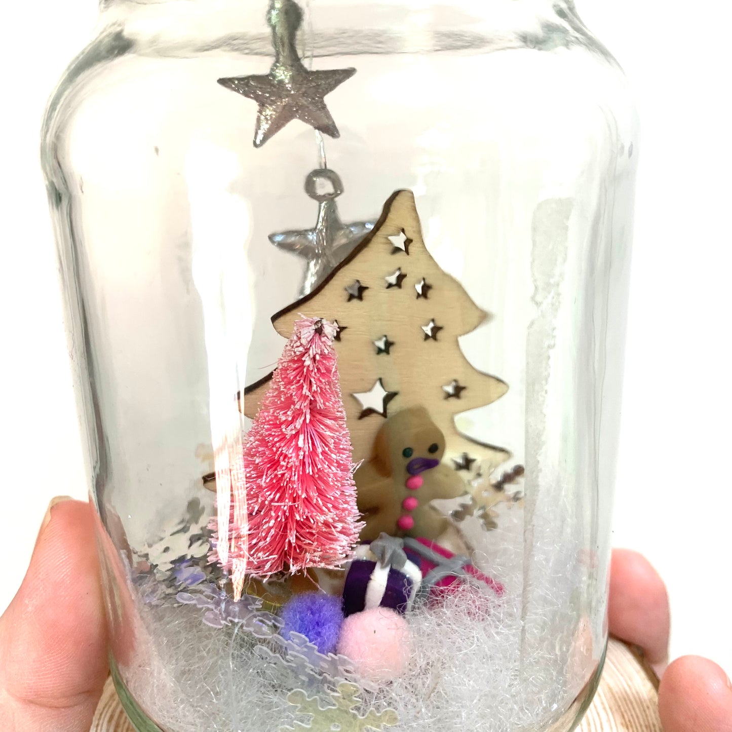 THIS BIRD HAS FLOWN- Christmas Jar Decoration- Medium Pink & Purple Scandi Tree