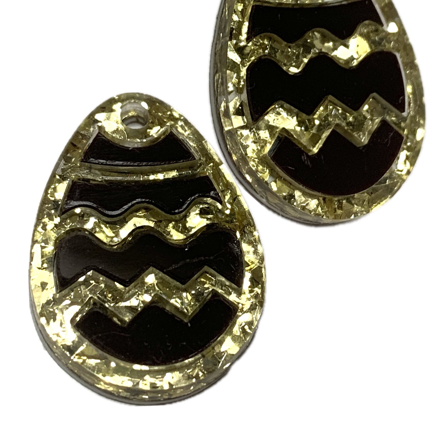 MAKIN' WHOOPEE - "Stacked Easter Egg" HOOP DANGLE EARRINGS - Chocolate & Gold