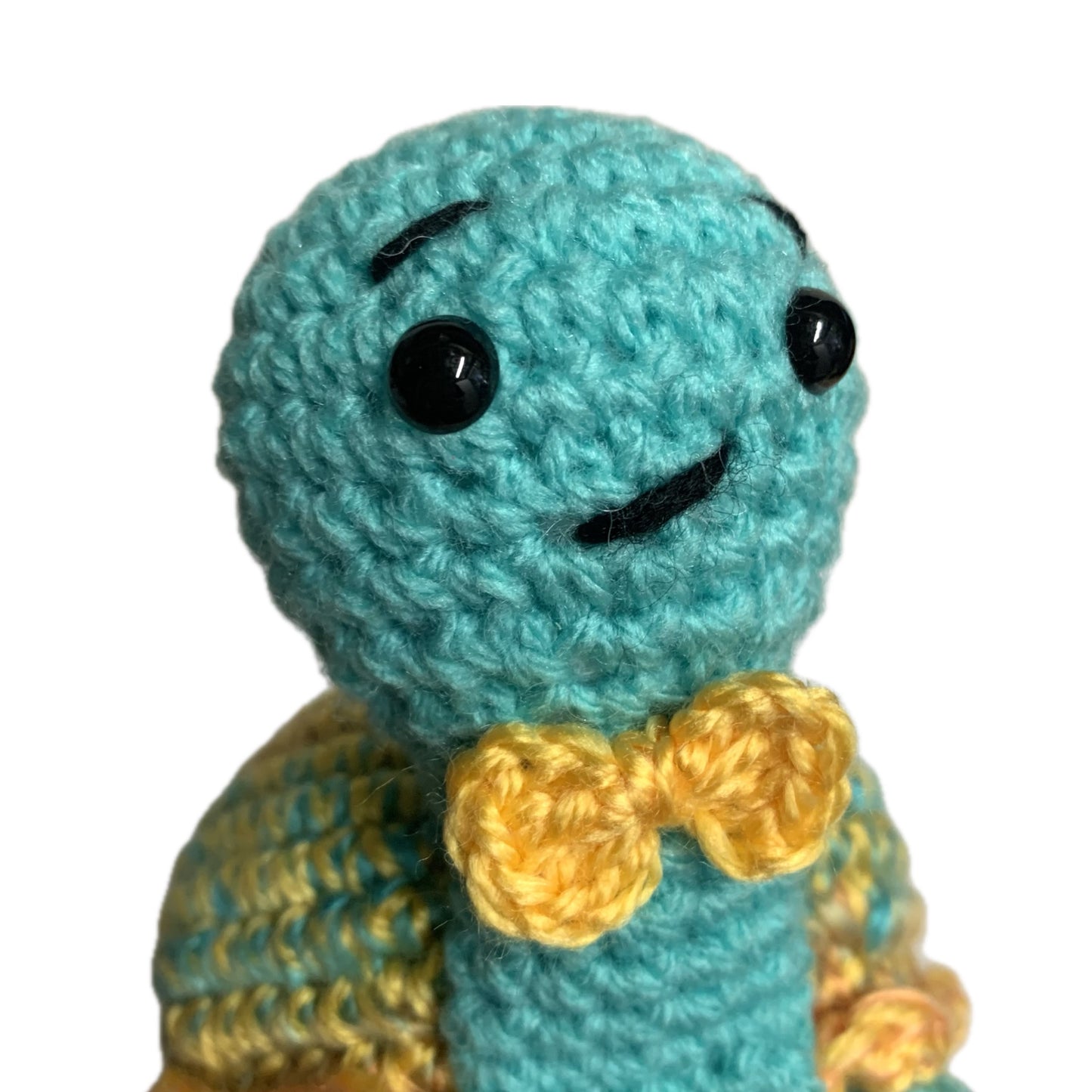 BEAKNITS- CROCHETED AQUA & PEACHY YELLOW TURTLE- MEDIUM