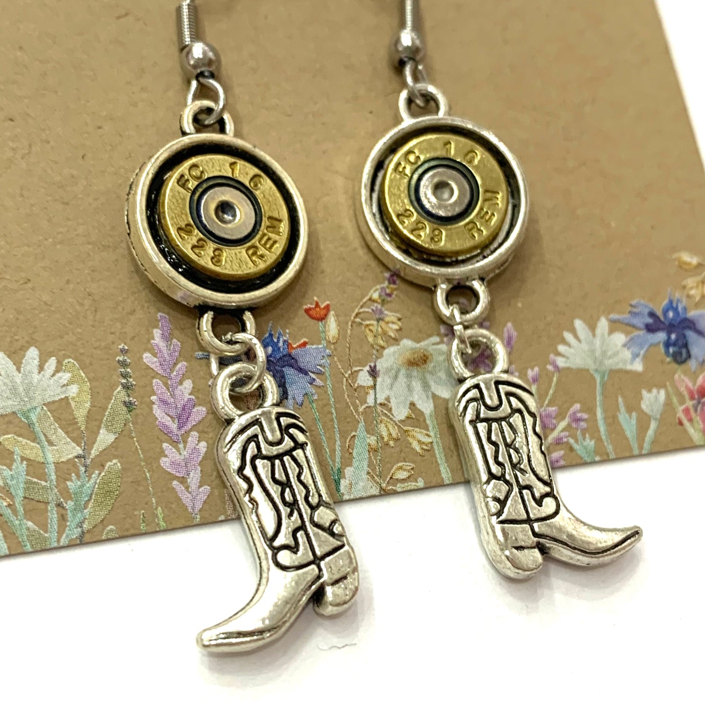 WILD BRASS- Charm Drops- Boots with Clear Swarovski Crystals