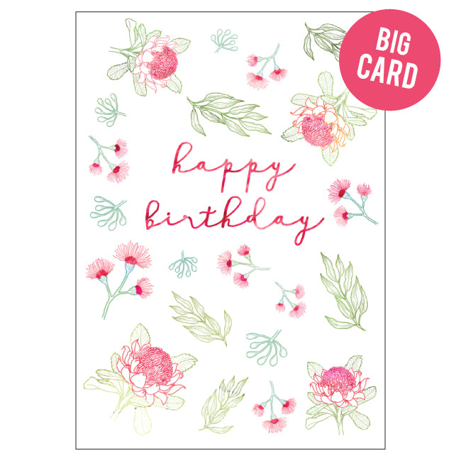 CANDLE BARK CREATIONS - FLORAL Jumbo Birthday Card