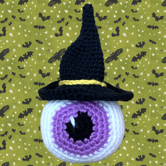 BEAKNITS- "PURPLE EYEBALL"- CROCHETED HALLOWEEN COASTER