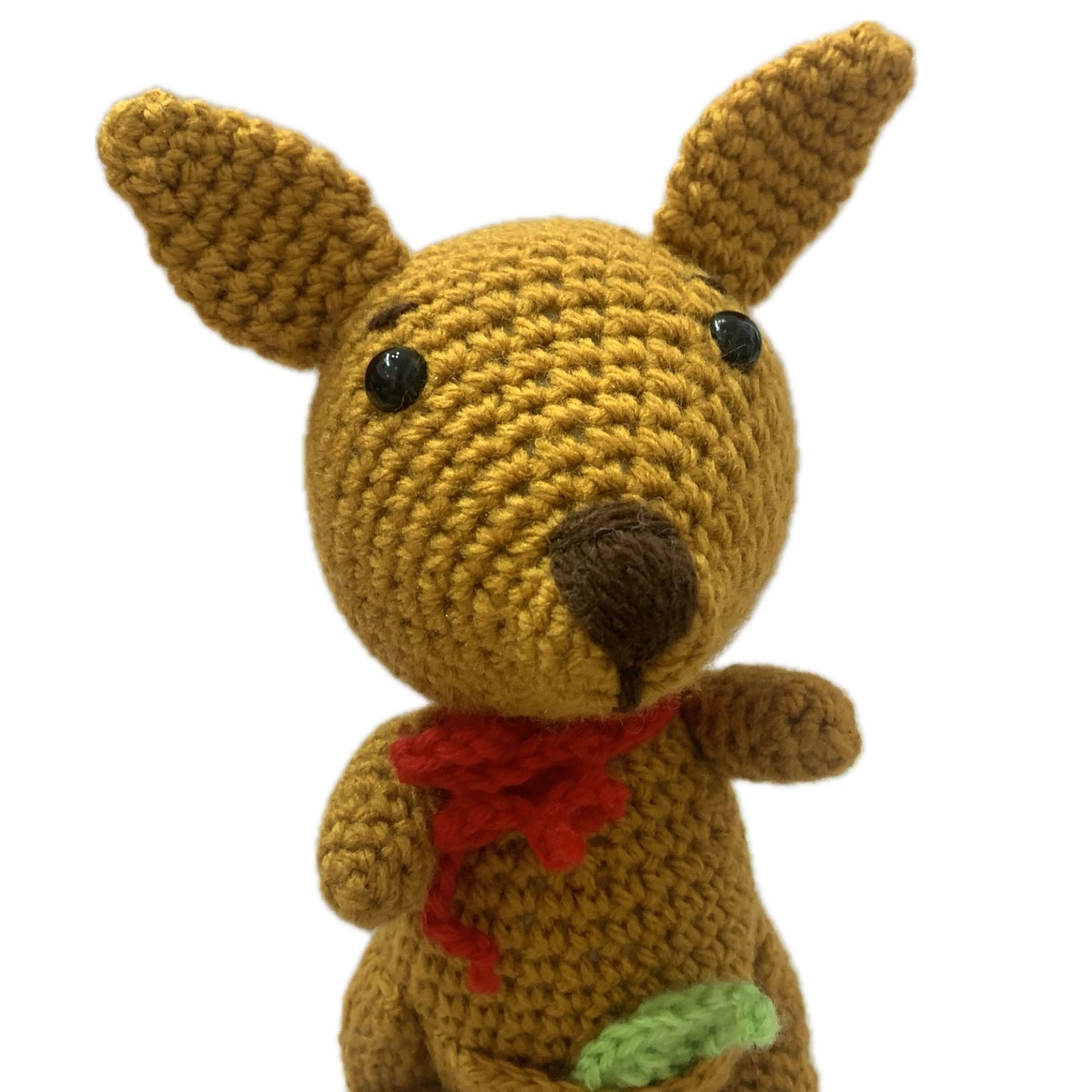 BEAKNITS- Crochet Kangaroo- Red Bow with Gum Leaf