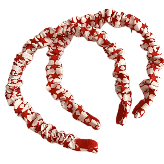 THIS BIRD HAS FLOWN -  SMALL CHRISTMAS SCRUNCHIE HEADBANDS- Red Stars