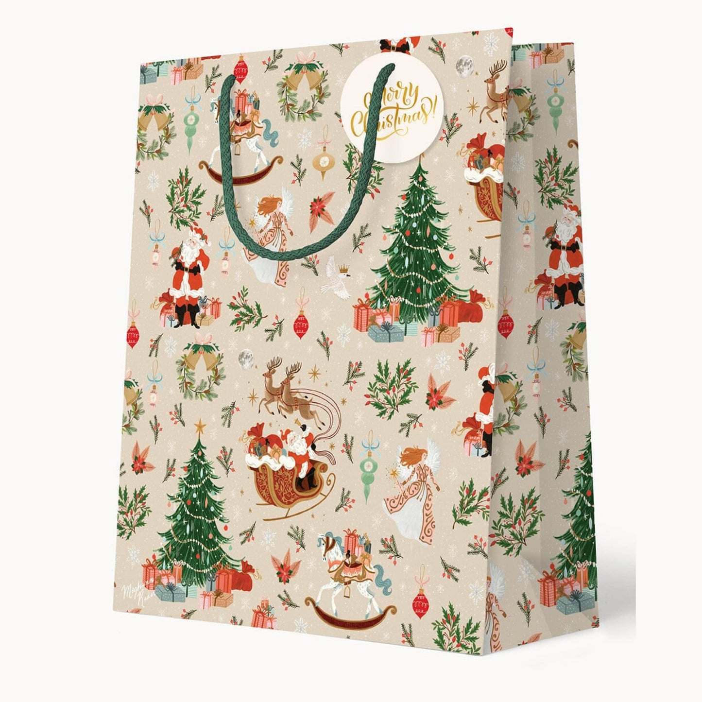 BESPOKE LETTERPRESS - "Jolly Santa" Large Christmas Gift Bag