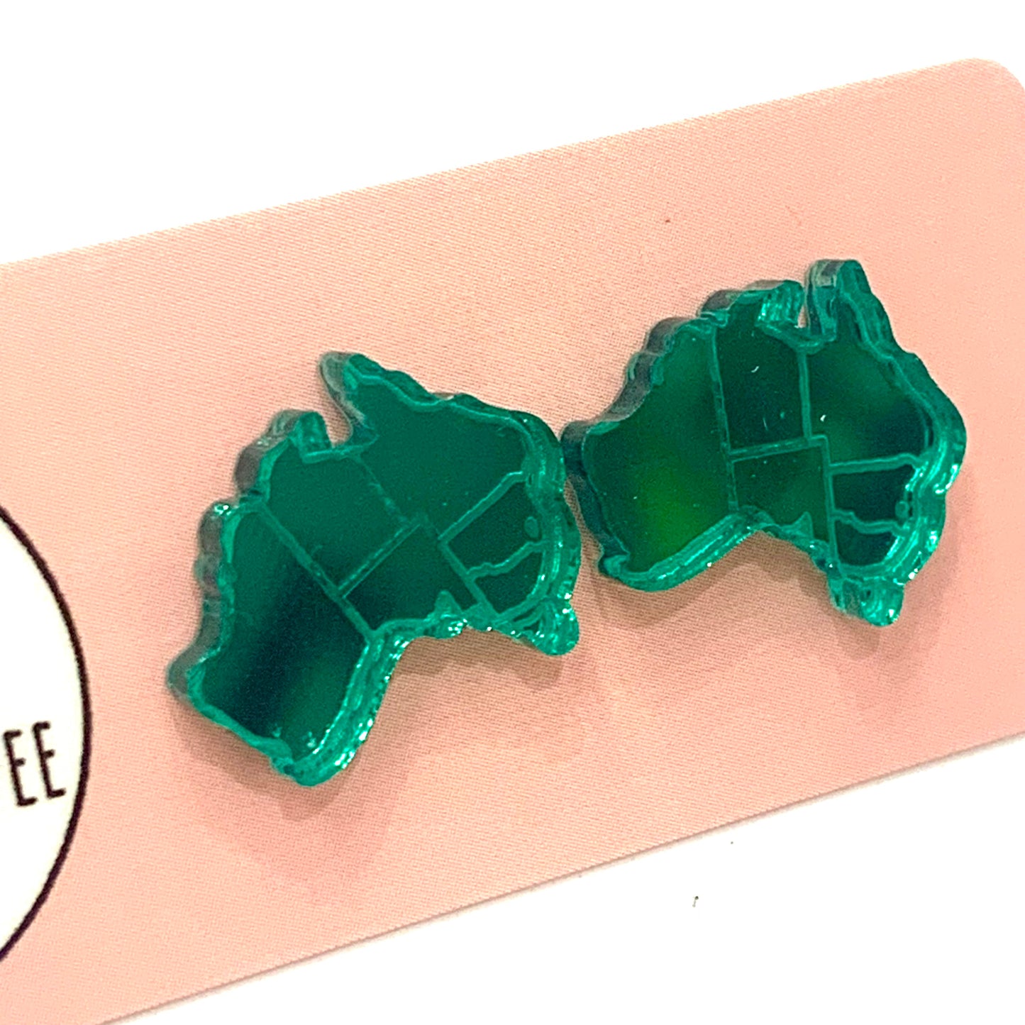 MAKIN' WHOOPEE - Little Aussies- "Australian States" Stud Earrings - Emerald Mirror