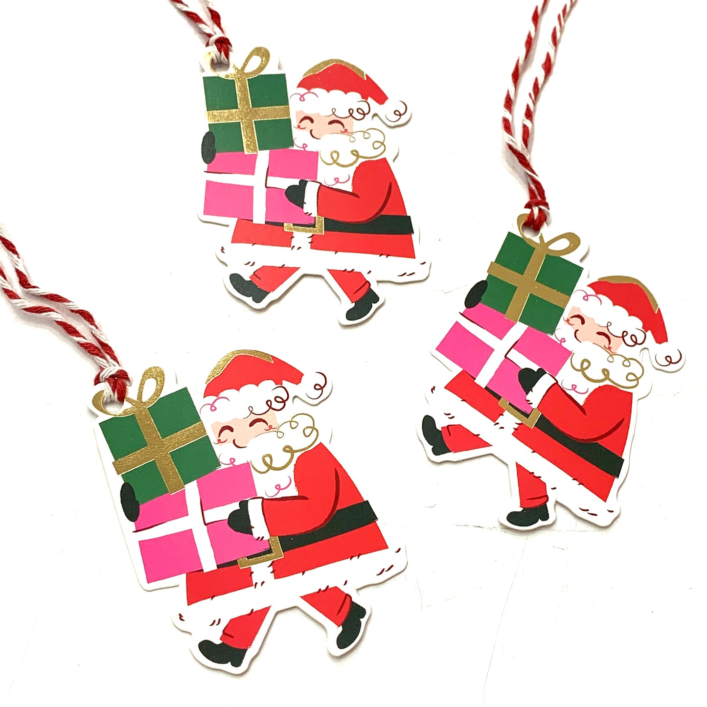 CANDLEBARK CREATIONS - "Jolly Santa"- CHRISTMAS TAGS