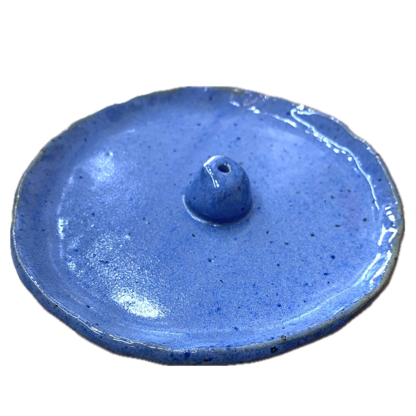 EARTH BY HAND- Hand Built Clay Incense Holders - Bright Blue + Free Incense Pack