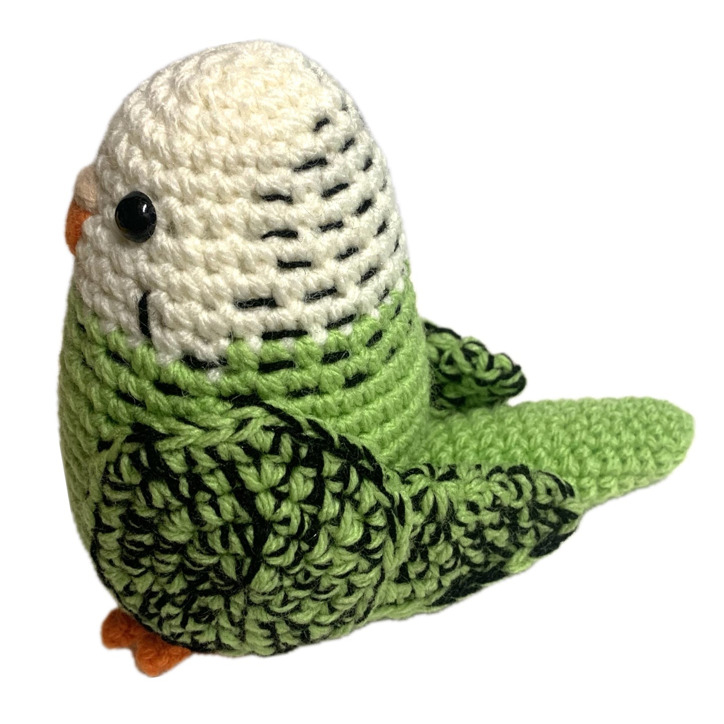 BEAKNITS- LIME  GREEN CROCHETED BUDGIE