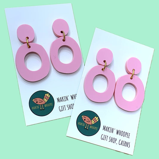 MAKIN' WHOOPEE - "Organic Ovals" - Medium Dangles - Matte Musk Pink