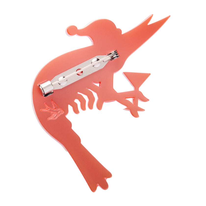 ERSTWILDER - "Pascal the Prawn" Brooch - MERRY MENAGERIE- CHRISTMAS COLLECTION