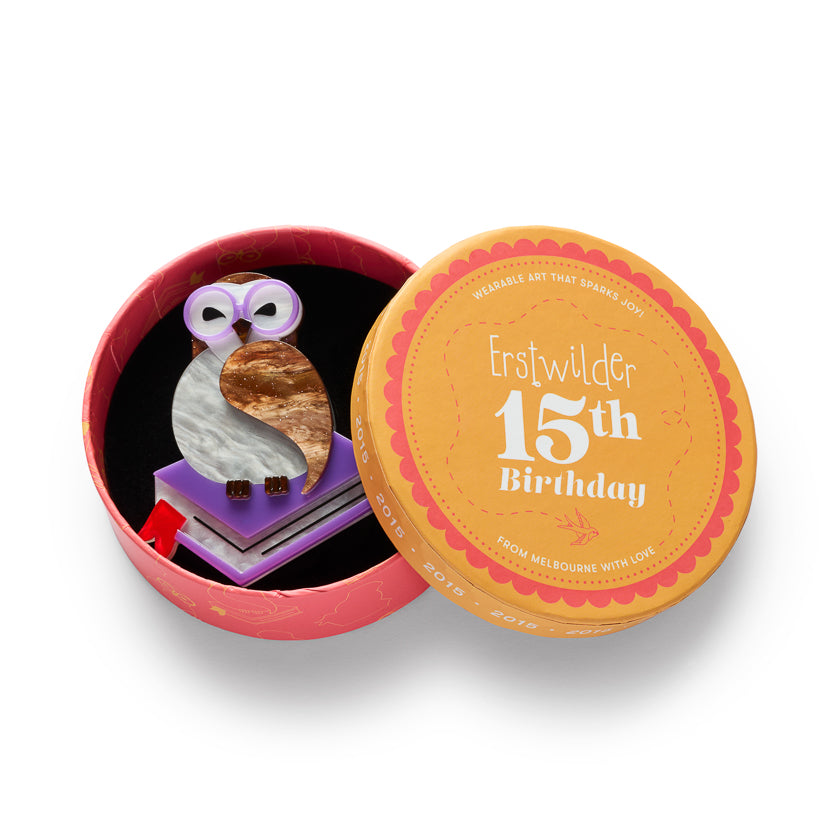 ERSTWILDER - "Studious Snow Owl" Brooch - 15th Birthday Fan Favourites