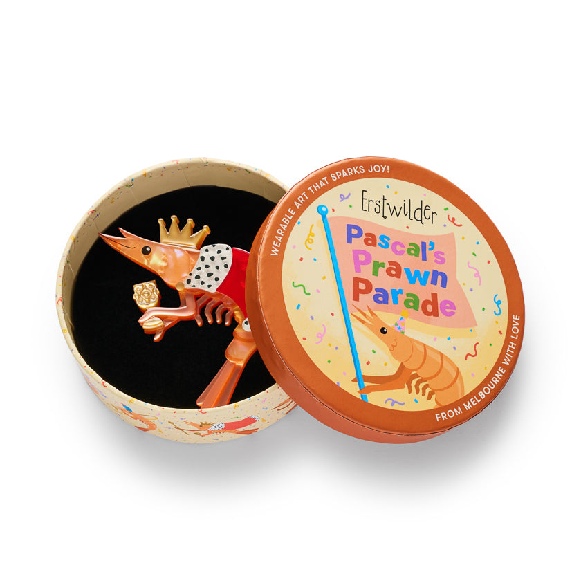 ERSTWILDER - "Pascal the King Prawn" Brooch - Pascals Prawn Parade