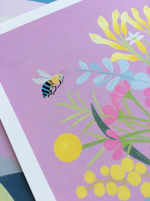 CLAIRE ISHINO- SMALL LIMITED EDITION A5 PRINTS- Blue Banded Bee