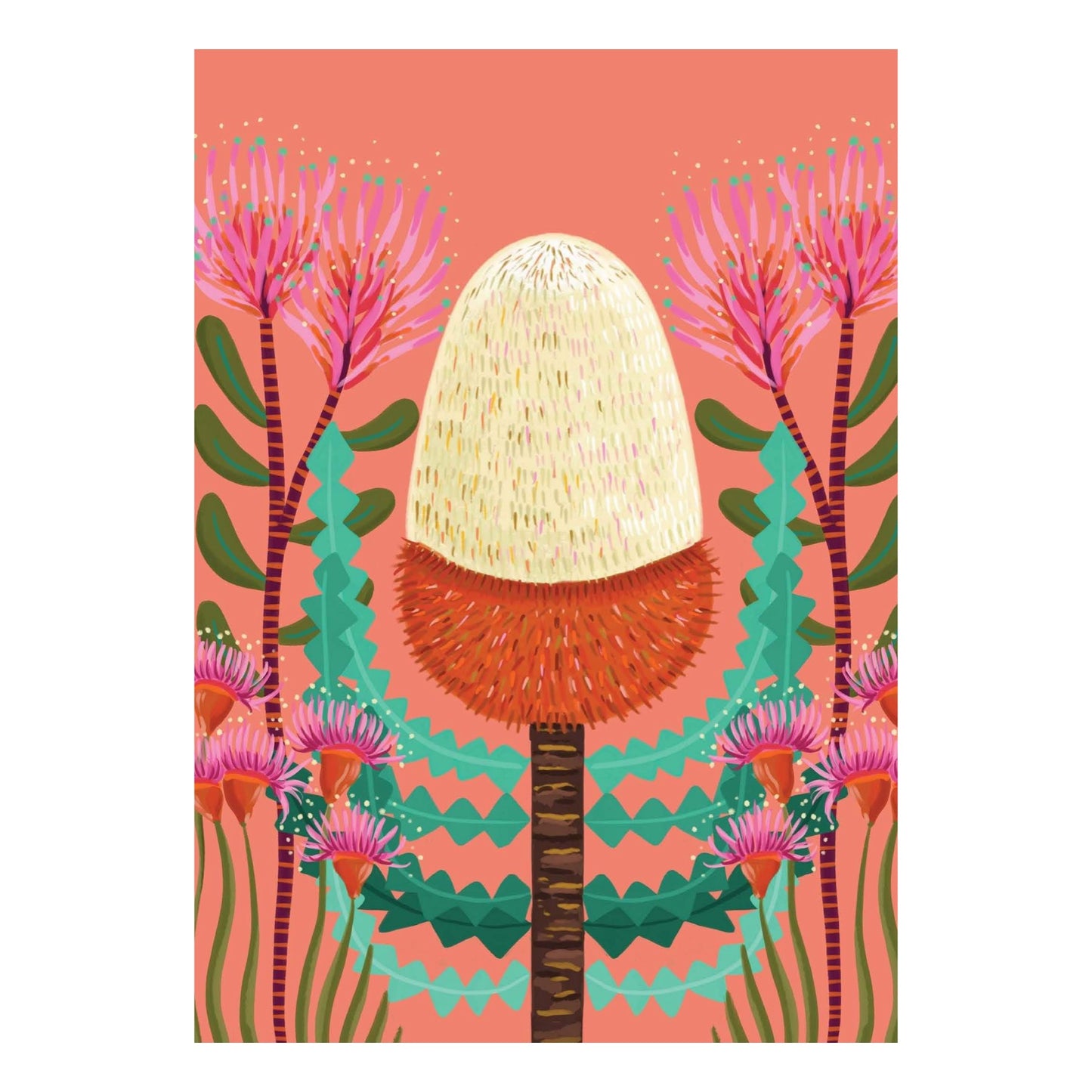 NUOVO - "Peach Banksia" Greeting Card- by Emma Whitelaw