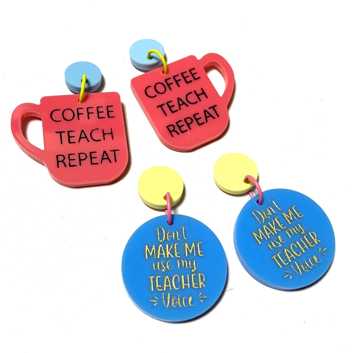 MAKIN' WHOOPEE - “Coffee, Teach, Repeat” TEACHER STUD DANGLES