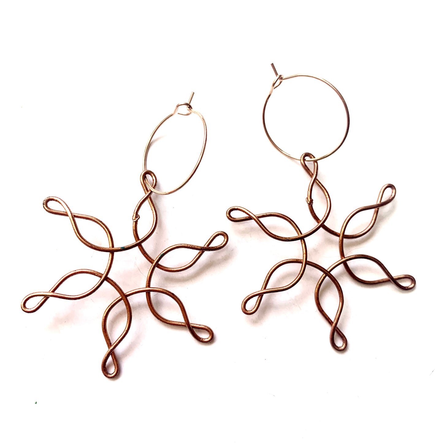 THIS BIRD HAS FLOWN - “COPPER SNOWFLAKE” HOOP DANGLES