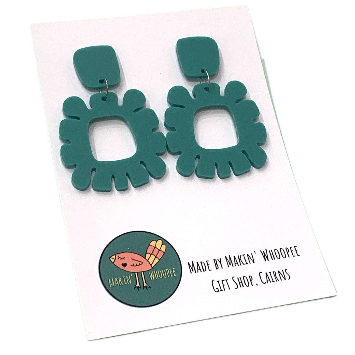 MAKIN' WHOOPEE - "Funky Flowers" - Statement Dangles - Whoopee Green