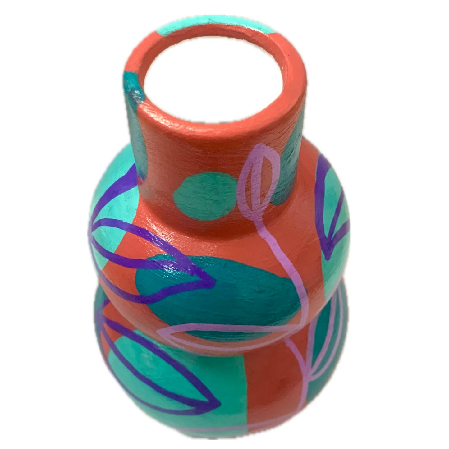 THIS BIRD HAS FLOWN - Small Vine Vase- Watermelon, Teal, Aqua & Purple- Decorative Only