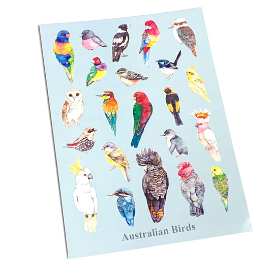 WATERCOLOURS BY CAT- Australian Birds - Recycled Postcard