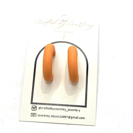 CRAFTED BY COURTNEY- Small Peach Loop Stud Earrings