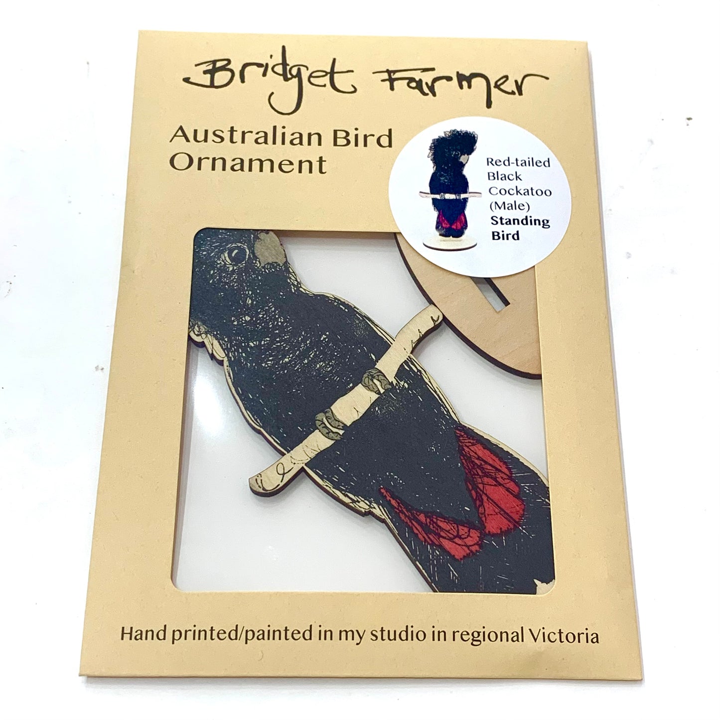 BRIDGET FARMER PRINTMAKER- Standing Black Cockatoo- Male