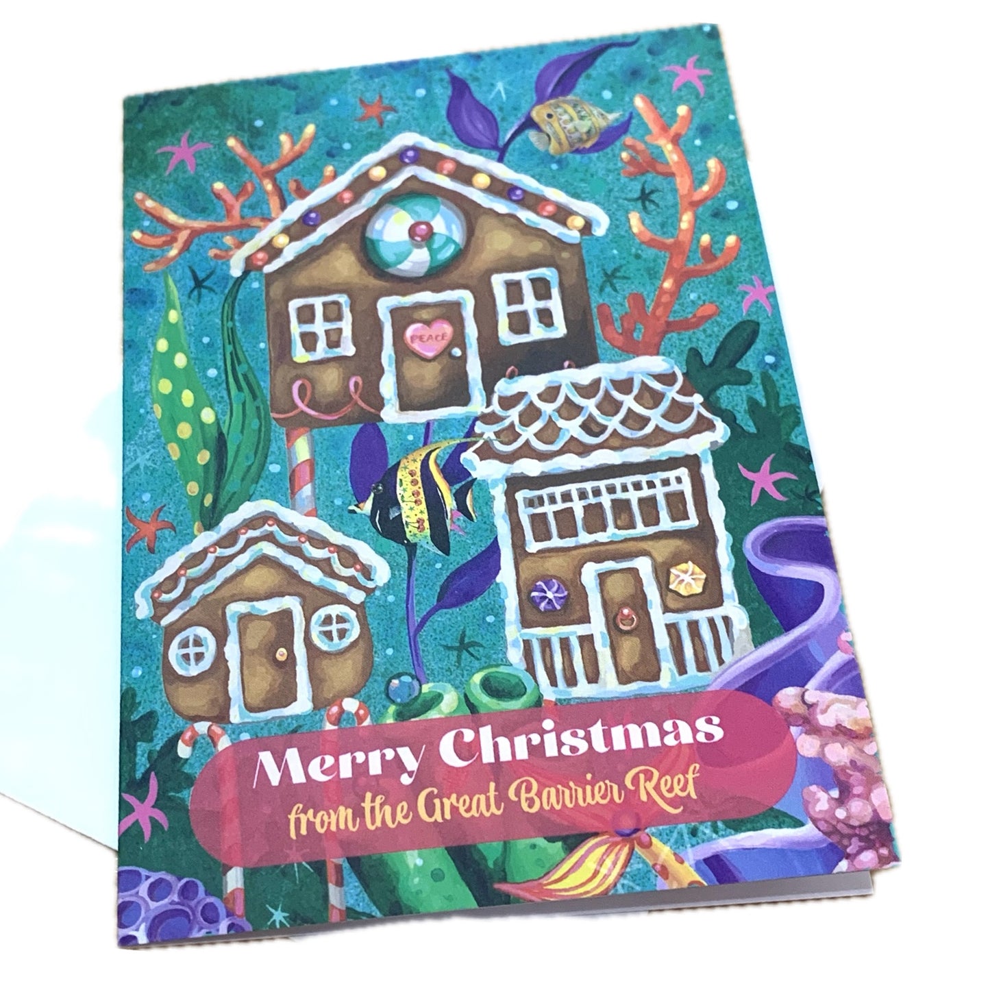 HAYLEY GILLESPIE - CHRISTMAS CARD - Gingerbread Reef- 3 Houses