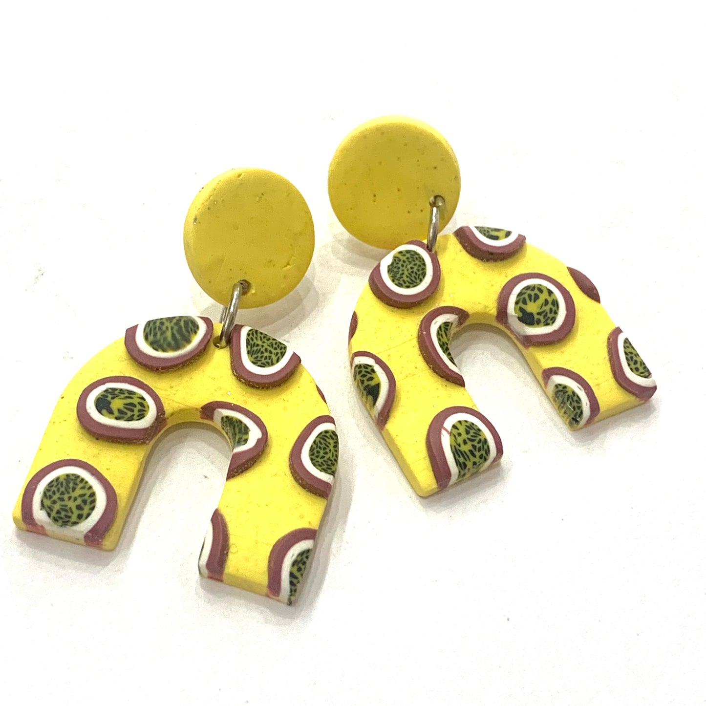 CRAFTED BY COURTNEY- Circle & Arch Dangles- Yellow & Passionfruit