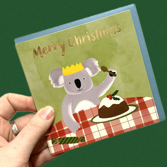 CANDLEBARK CREATIONS - "Feasting Koala" Australiana Christmas- Single Card