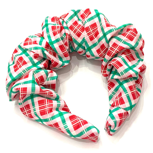 MAKIN WHOOPEE - BIG SCRUNCHIE CHRISTMAS HEADBANDS- Jolly Tartan