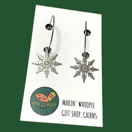 MAKIN' WHOOPEE - “SILVER SNOWFLAKES" CHRISTMAS HOOP DANGLES