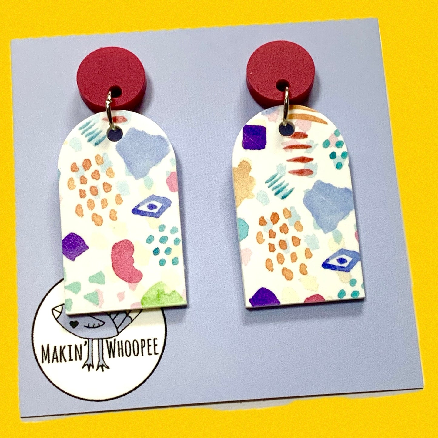 MAKIN' WHOOPEE - Cheer Ups “Abstract Watercolour” ARCH STUD DANGLES