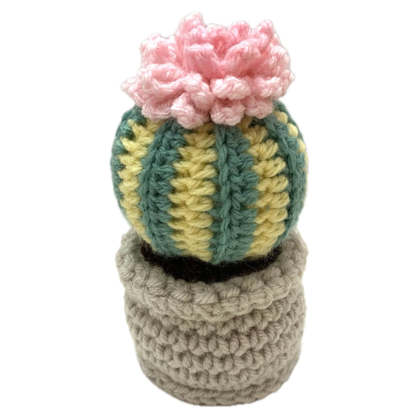 BEAKNITS- CROCHETED CACTUS #4- Pink & Light Green