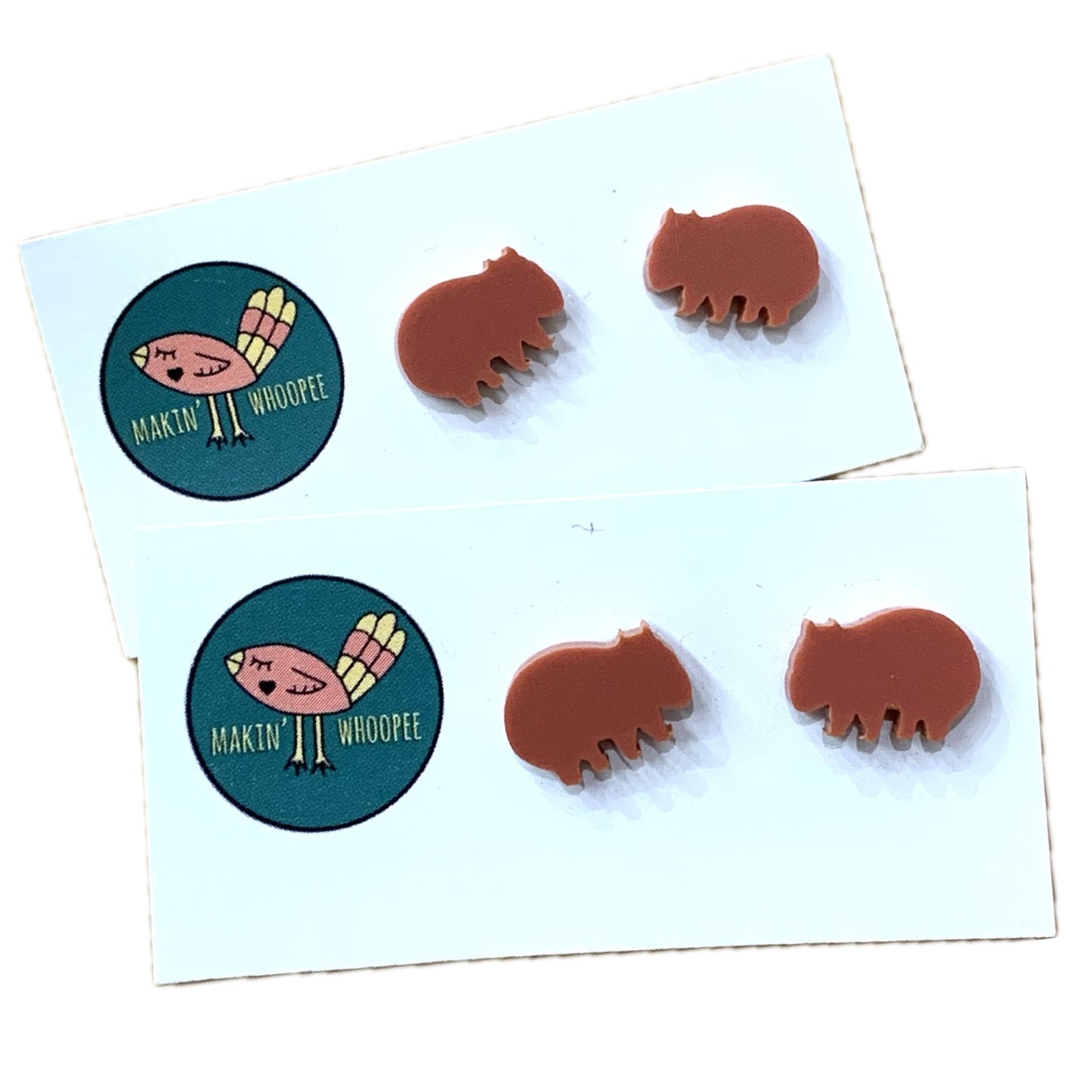 MAKIN' WHOOPEE - Little Aussies- "Wombats" Stud Earrings - Terracotta