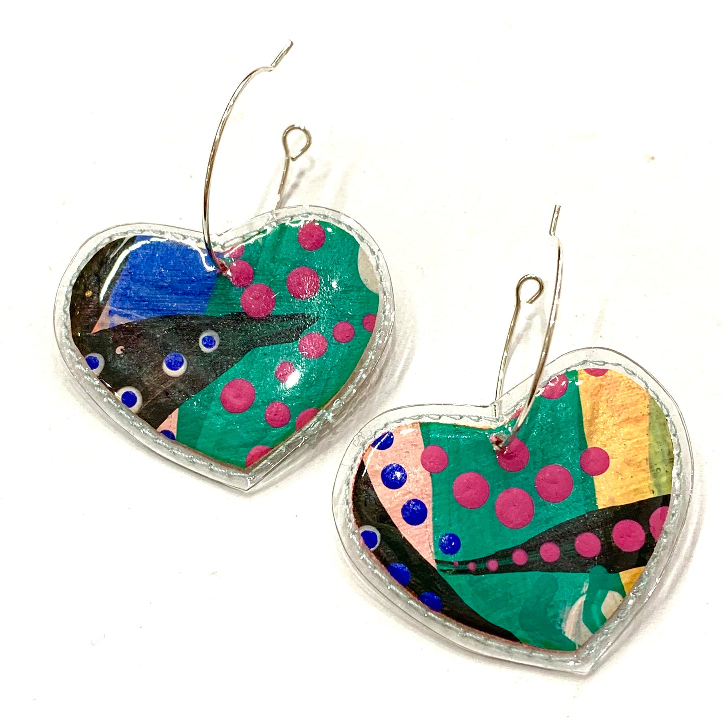 THERESA E DESIGNS- Short Heart Hoop Dangles