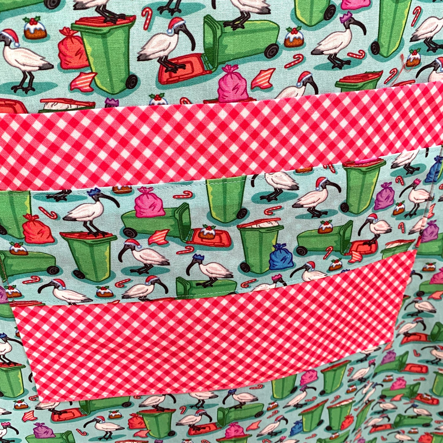 MUMMA WHOOPEE - "Bin Chicken (Ibis) & Checks" Christmas Apron