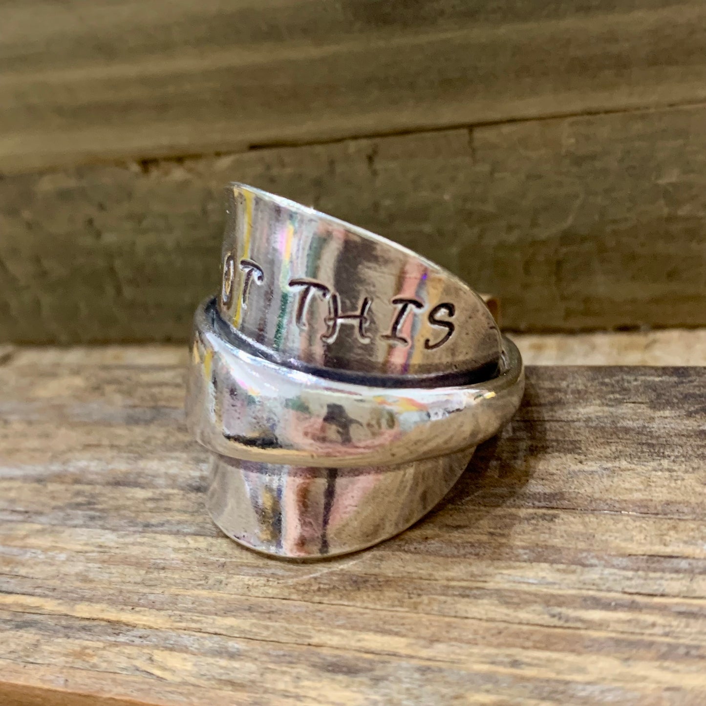 MOLLY MADE- Saddle Spoon Ring with Words #2- Got This