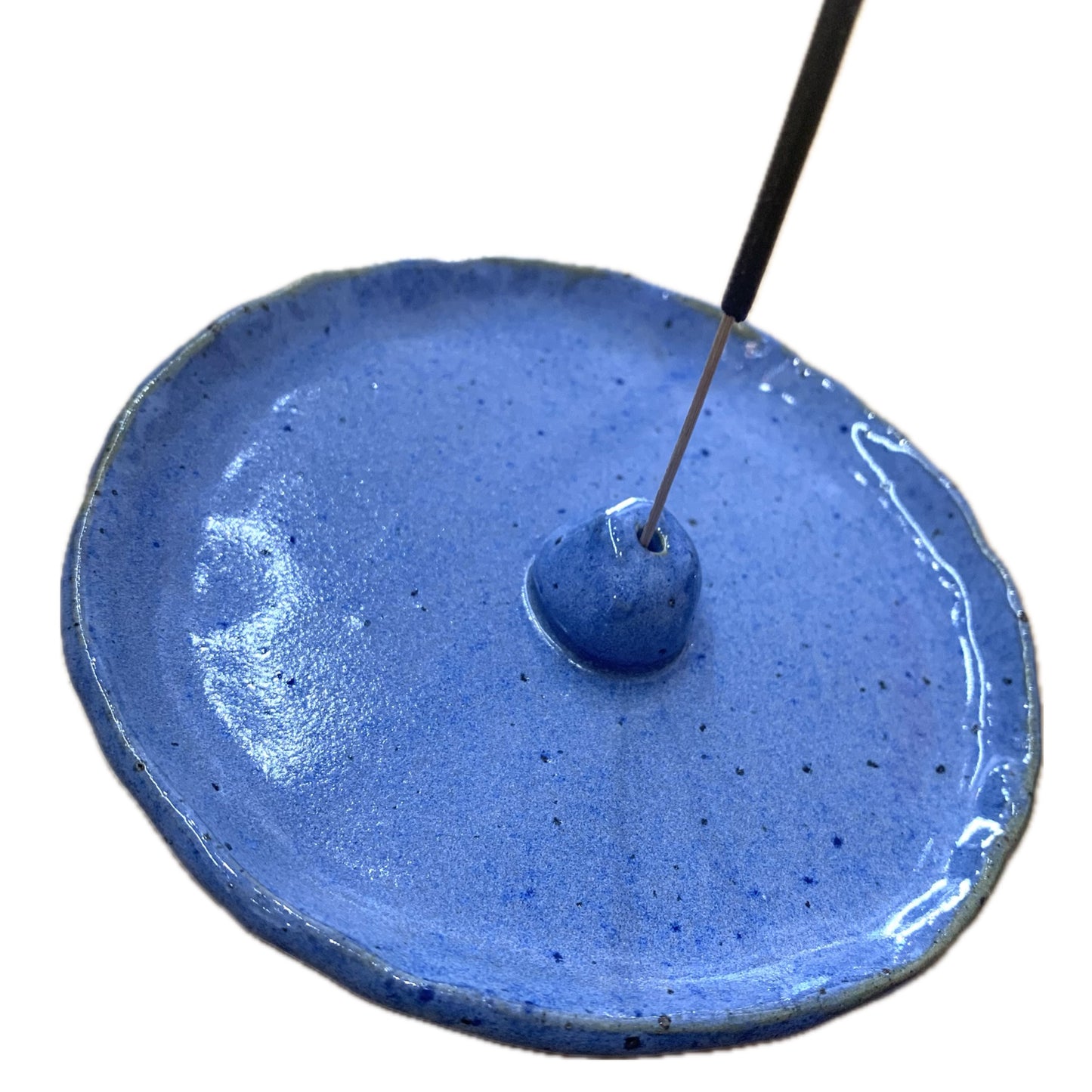 EARTH BY HAND- Hand Built Clay Incense Holders - Bright Blue + Free Incense Pack