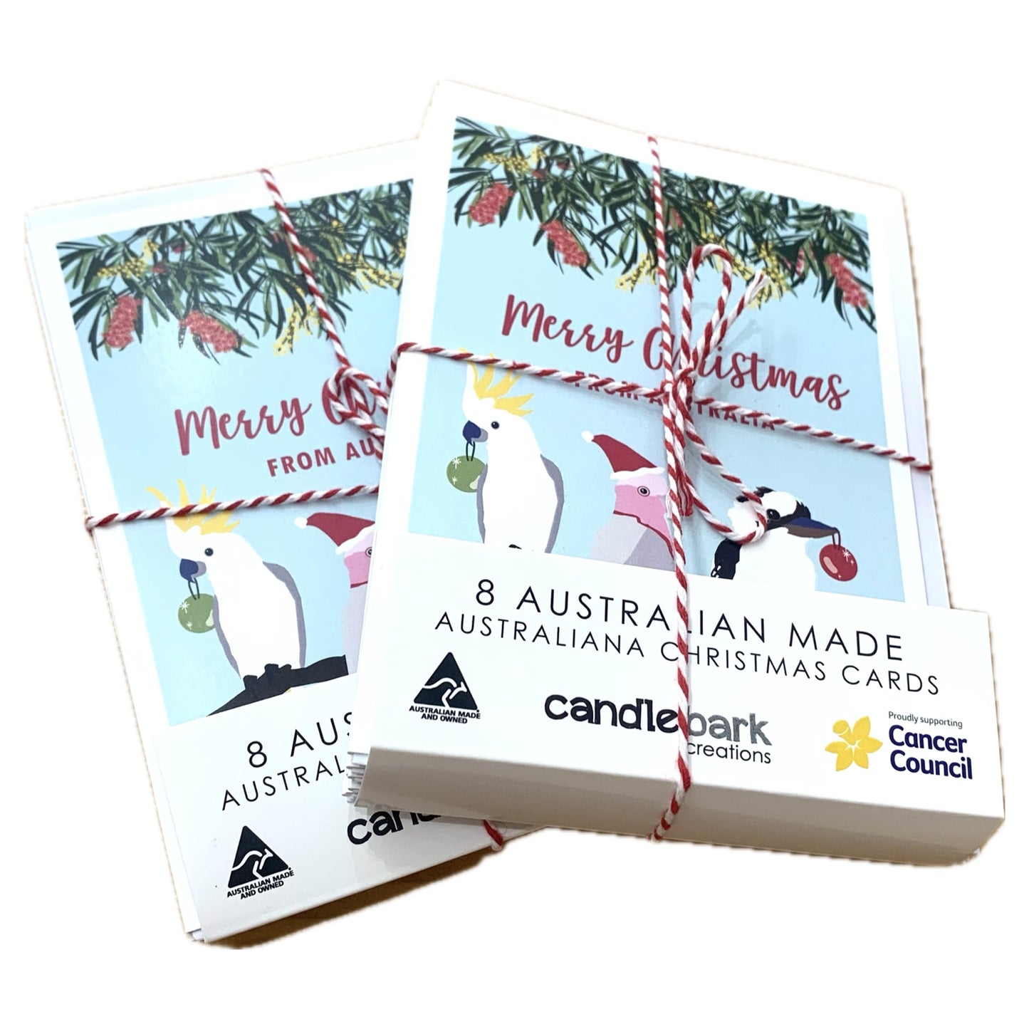 CANDLE BARK CREATIONS - "Christmas Birds" Australiana - 8 Pack of Cards