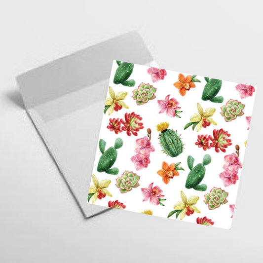 NUOVO - "CACTUS & ORCHIDS" SMALL GREETING CARD