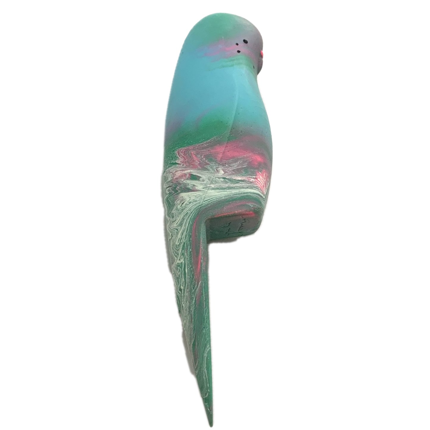 PETE CROMER - RESIN BUDGERIGAR #2 - Pastel Pink & Aqua