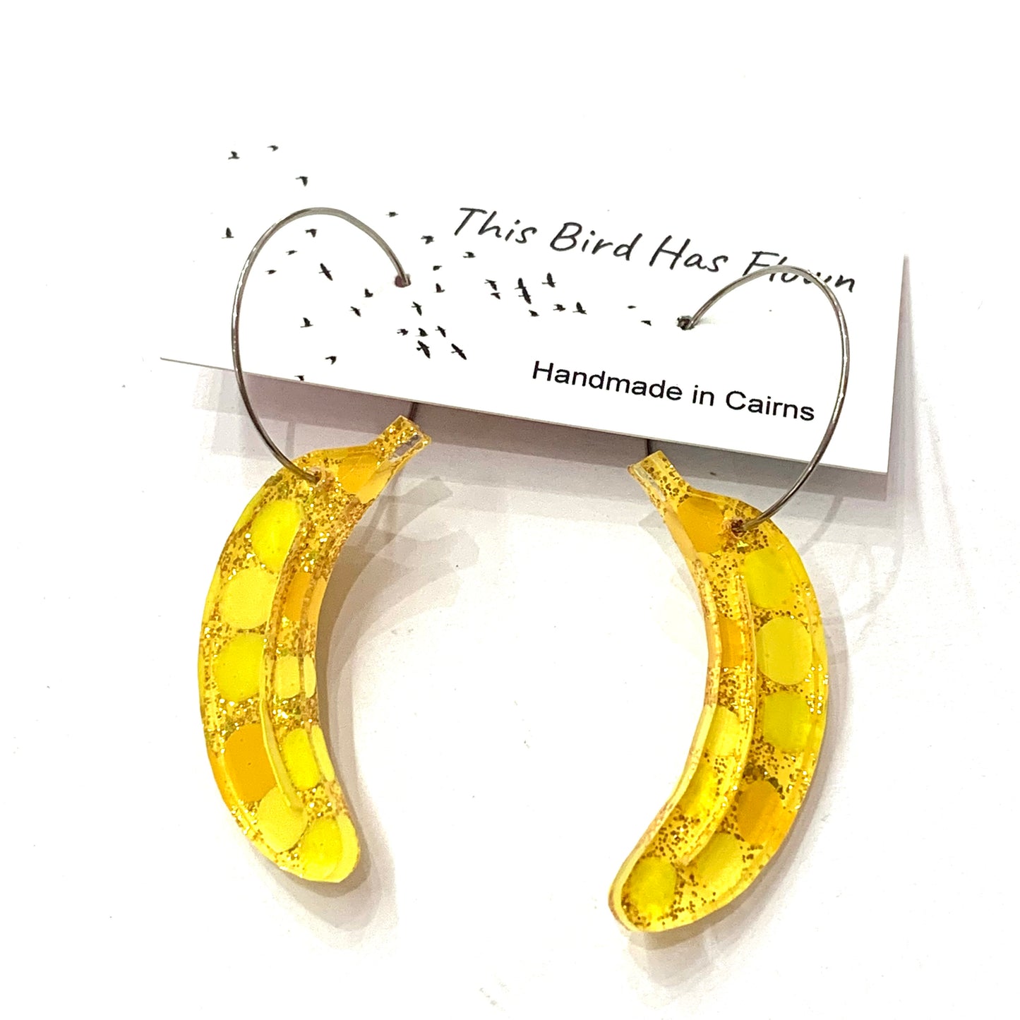 THIS BIRD HAS FLOWN- Small Banana Hoop Dangles