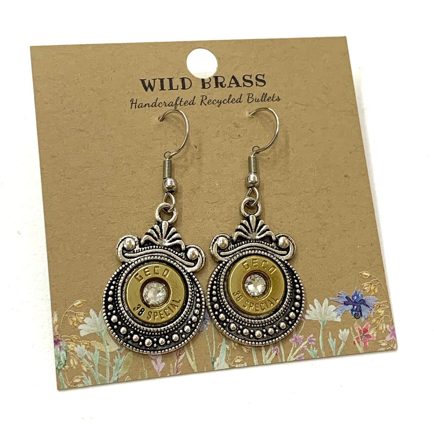 WILD BRASS- Aztec Drops- Clear Swarovski Crystal