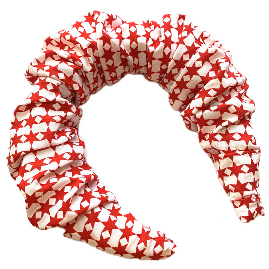 THIS BIRD HAS FLOWN -  LARGE CHRISTMAS SCRUNCHIE HEADBANDS- Red Stars