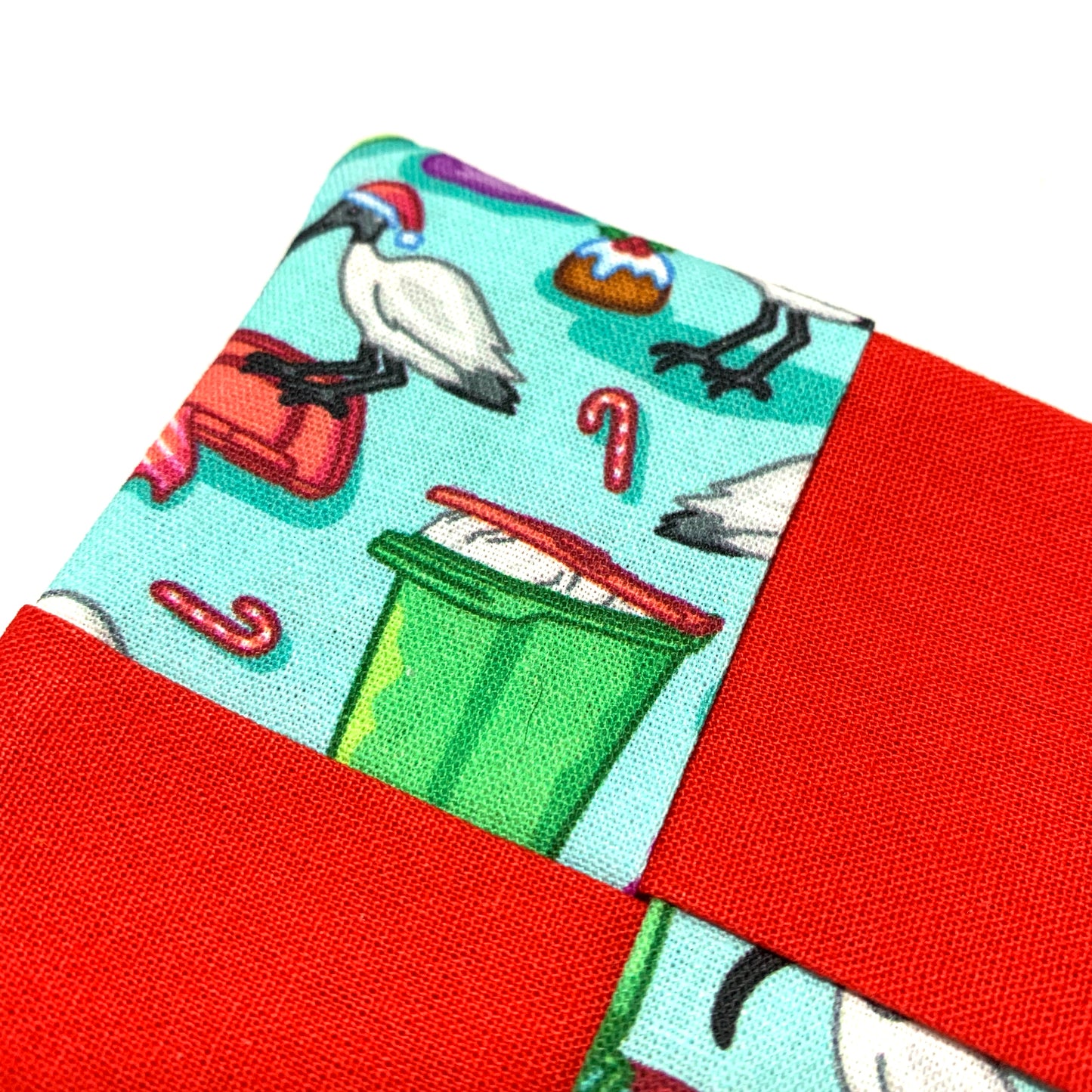 MUMMA WHOOPEE- SINGLE CHRISTMAS WINE GLASS SLIPPER/COASTERS- Bin Chicken & Red