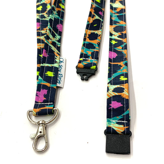 OH SEW ROSY: FABRIC LANYARD - Rainbow Leopard Print